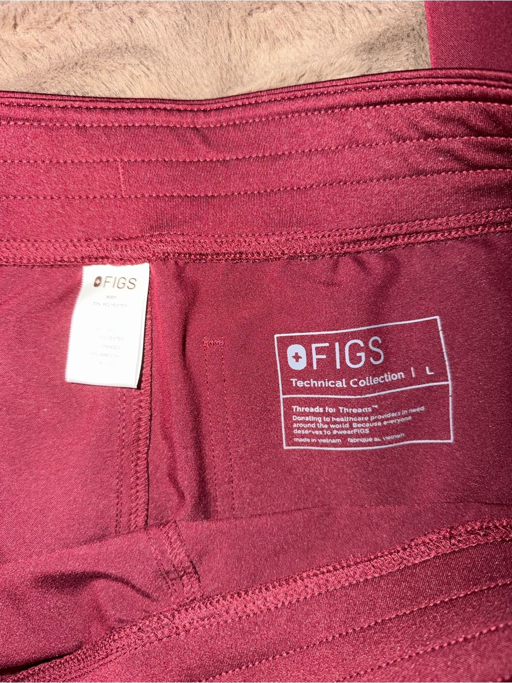Figs Maroon Straight-Leg Drawstring Pants - Picture 4 of 4